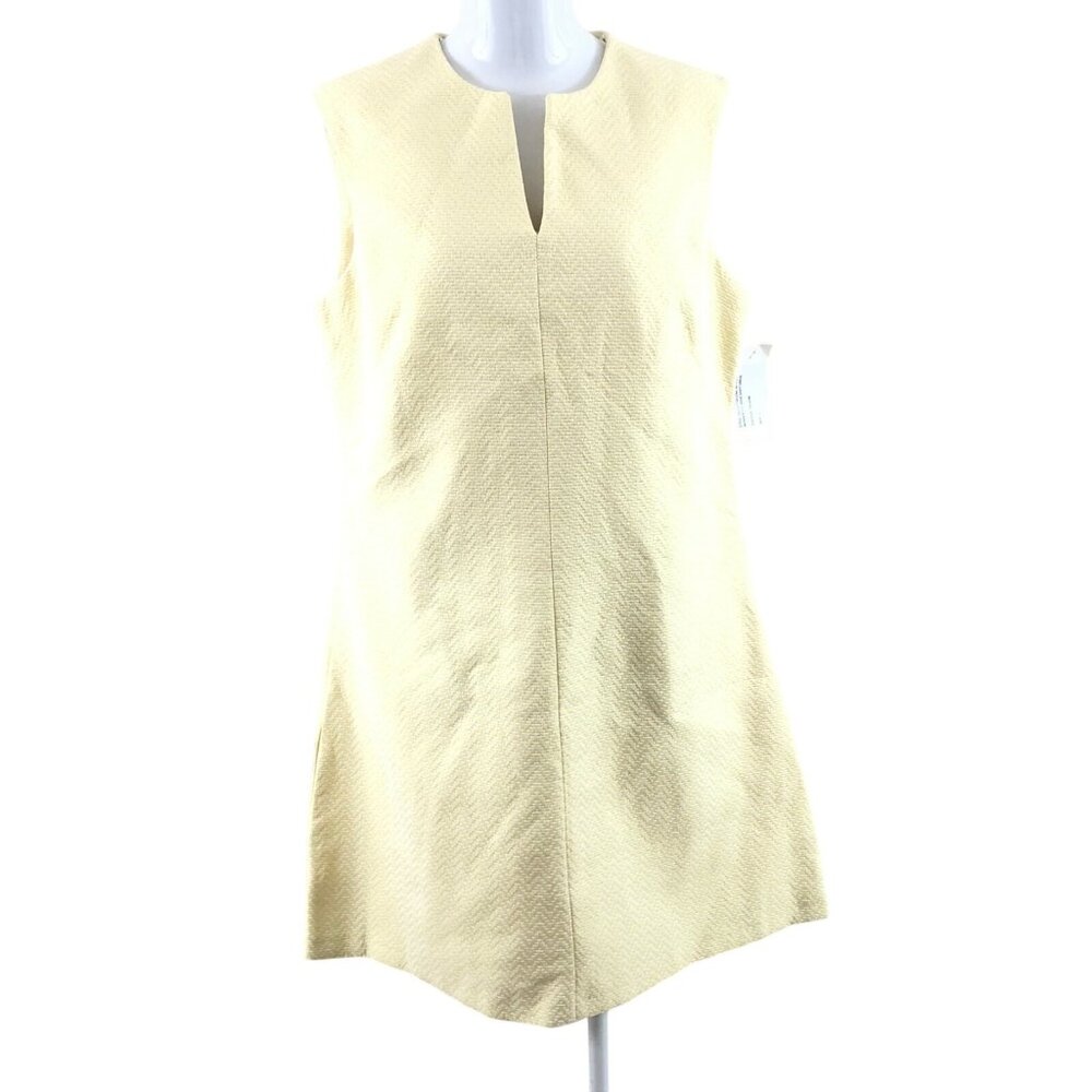 Helene Berman Shift Dress V Neck Sleeveless Textured Light Yellow Size L